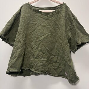 Guess Olive Short Sleeve Crop Top Women's Tee